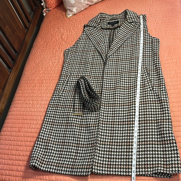 Marc New York Andrew Marc Houndstooth Longline Open Belted Sleeveless Jacket L - Picture 15 of 16